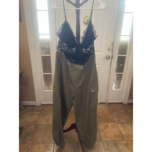 Women's Fashion Nova aOlive Green Cargo Jumpsuit 1X